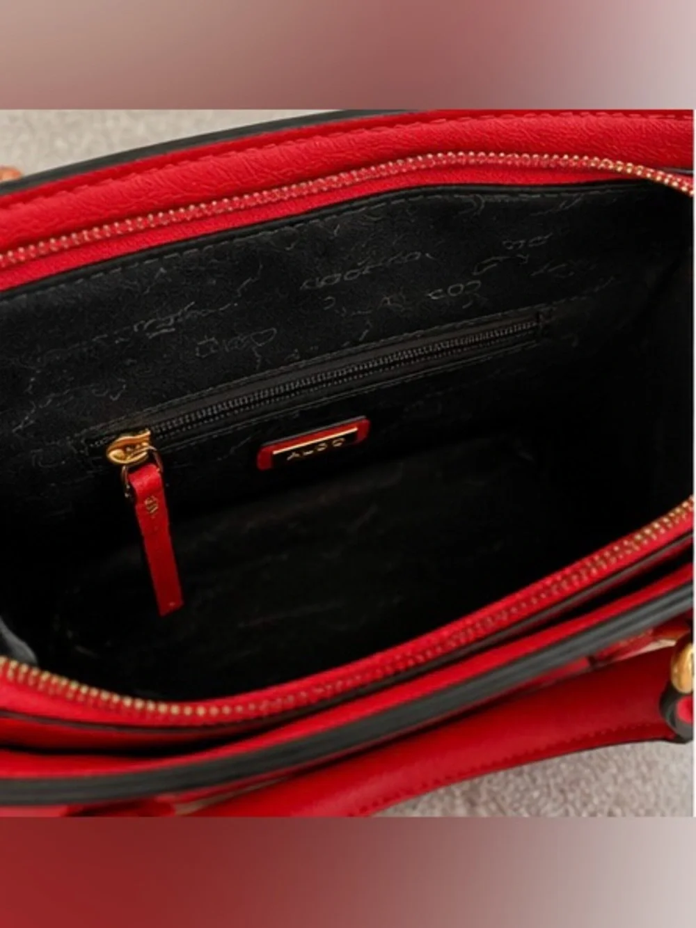 ALDO Red Satchel Bag w/ Shoulder Strap Gold Hardware